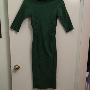 Unique Vintage Forest Green Long Sleeve Dress